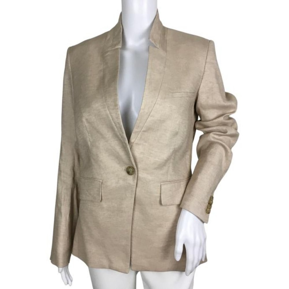 Veronica Beard Women's Upcollar Signature Dickey Jacket Beige Sz 6, 12